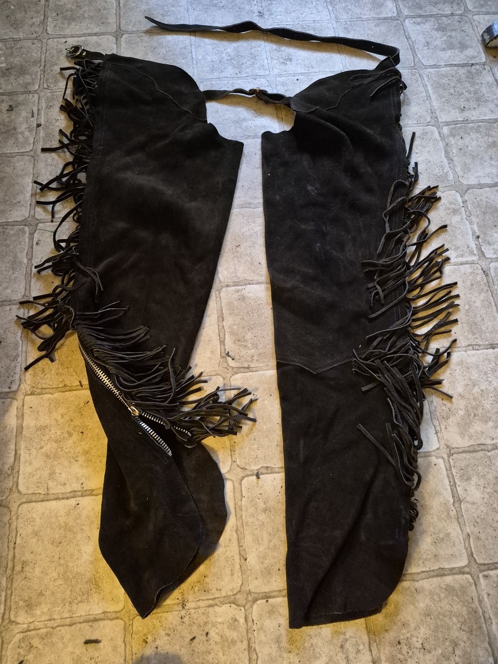 Vintage 1970 Chaps Suede Leather Fringe Full Leg Zip
